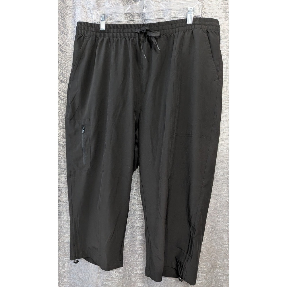 MoFiz Womens Capri Pants XXL Black Lightweight Loose Fit  CasualCrop
